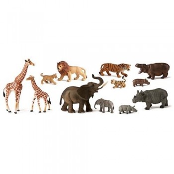 Figuras plástico 12 un. Animales salvajes con bebés Miniland