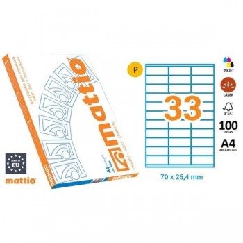 ETIQUETAS MATTIO DINA4 70X25,4mm (33) MTT7040110