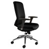 Silla operativa tapizada negro base aluminio RD944V15 Rocada. Brazos regulables en altura incluidos