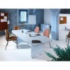 Mesa reunión 220x100 cm. diámetro pies columna alumnio  y tablero haya serie Meeting Rocada