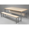Mesa rectangular estructura metálica con banco color madera Misouri