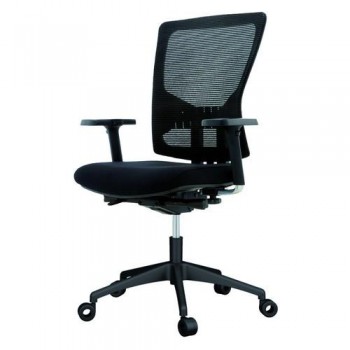 Silla oficina rd937-4 respaldo malla negra y asiento tapizado negro, brazos incluidos
