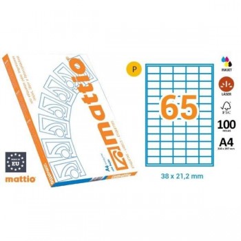 ETIQUETAS MATTIO DINA4 38X21mm (65) MTT7040113