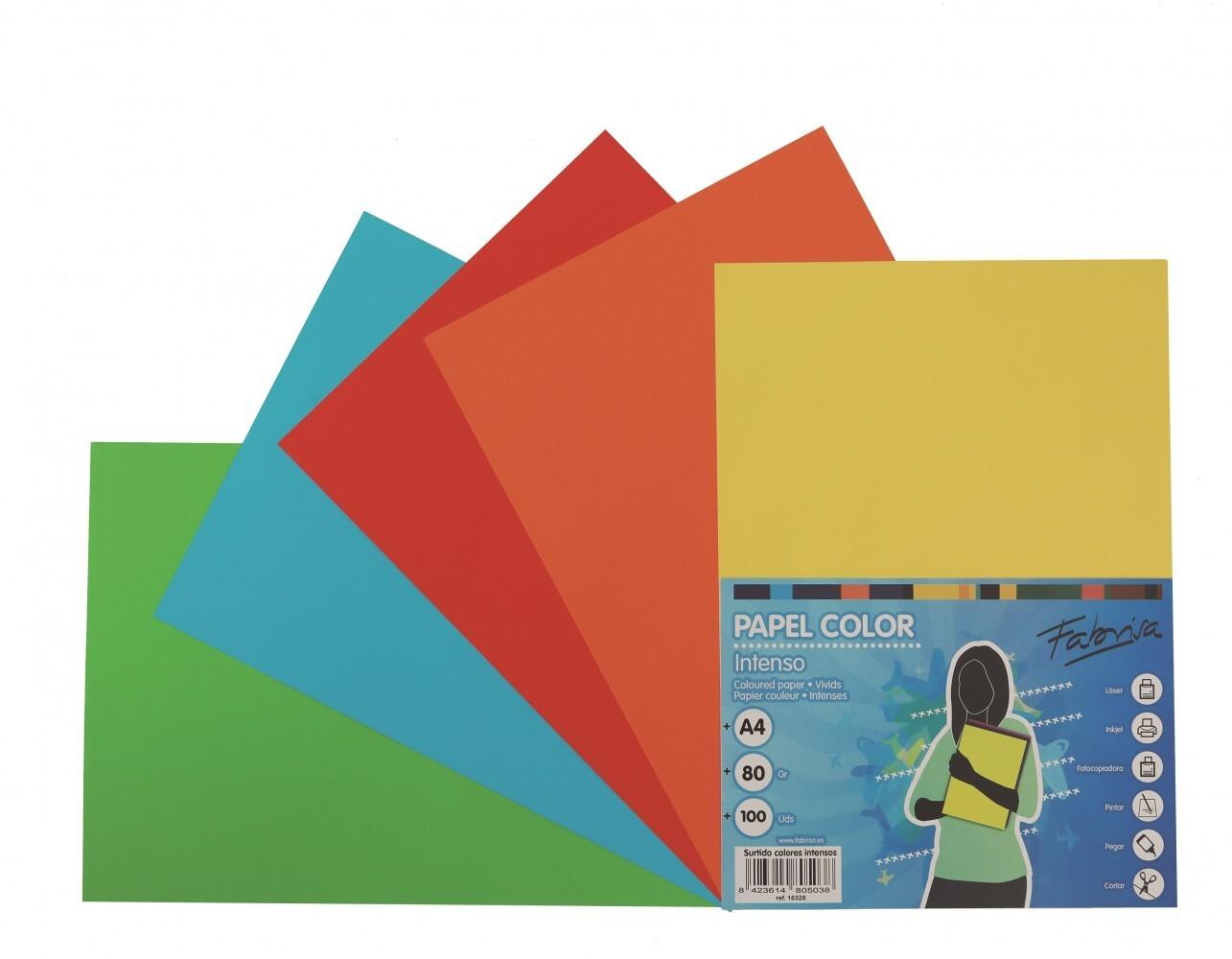 PAPEL DINA4 80GR PAQ100 10 COLORES FUERTES SURTIDOS