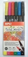 ROTULADOR APLI PUNTA PINCEL DUO 6COLORES