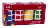 Gomets acharolado adhesivo permanente cuadrado 20x20 mm 4 rollos azul, rojo, amarillo y verde Apli
