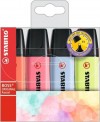 ROTULADOR STABILO FLUORESCENTES  ESTUCHE 4 COLORES PASTEL  NEW