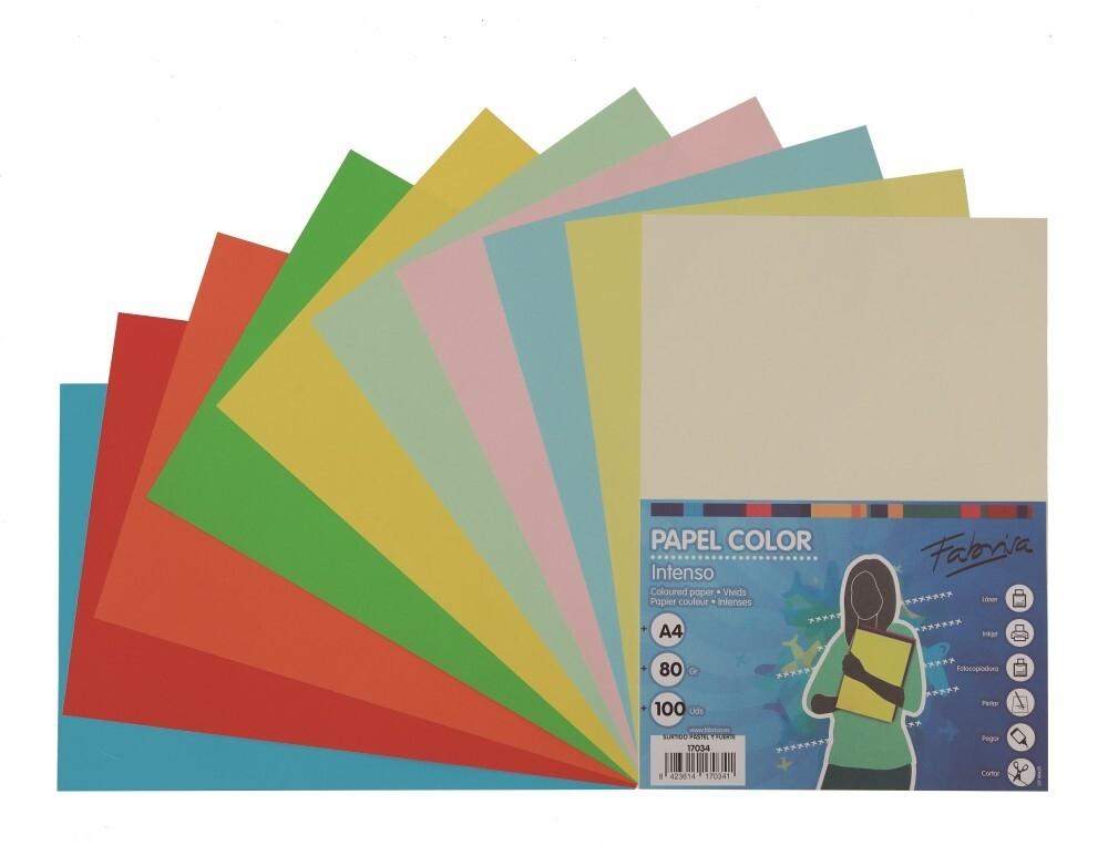 PAPEL DINA4 80GR PAQ100 10 COLORES SURTIDOS