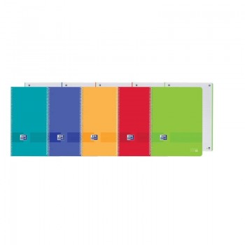 CUADERNO OXFORD TAPA PLASTICO FOLIO  80H CUADRO 5X5 COLORES VIVOS