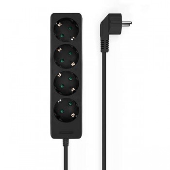 CABLE REGLETA  4 SALIDAS 1.5 Mtrs SIN INTERRUPTOR NEGRA